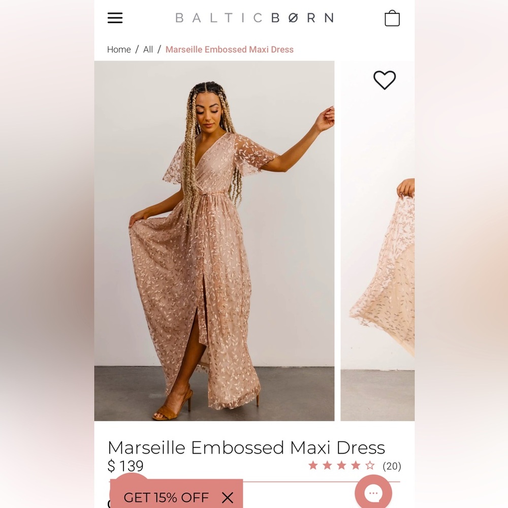 Baltic Born Marsielle Embossed Maxi Dress - Champagne SMALL